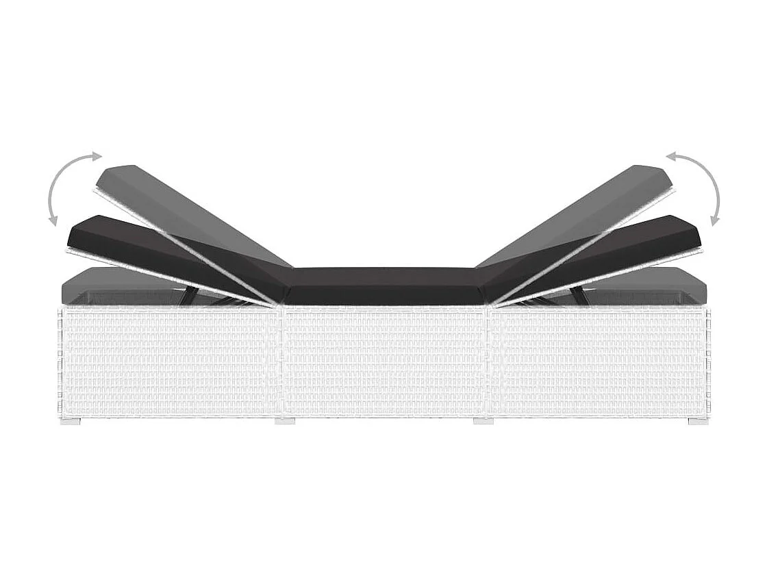 Chaises longues de jardin table à thé 3pcs Résine tressée Blanc