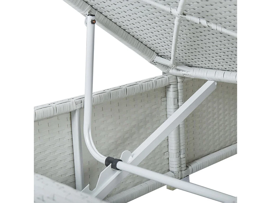 Chaises longues de jardin table à thé 3pcs Résine tressée Blanc