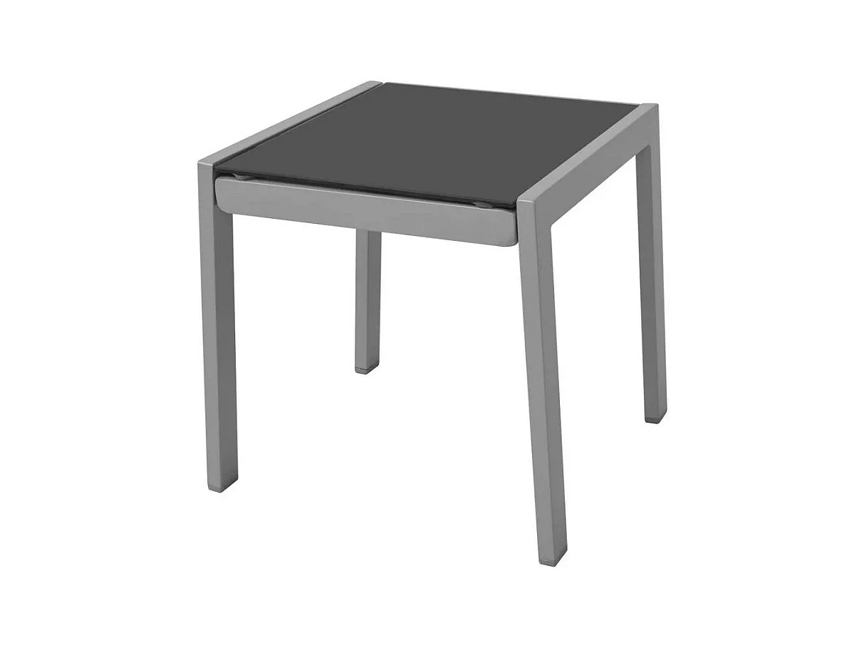 Set de 2 chaises longues textilène noir et 1 table Derino