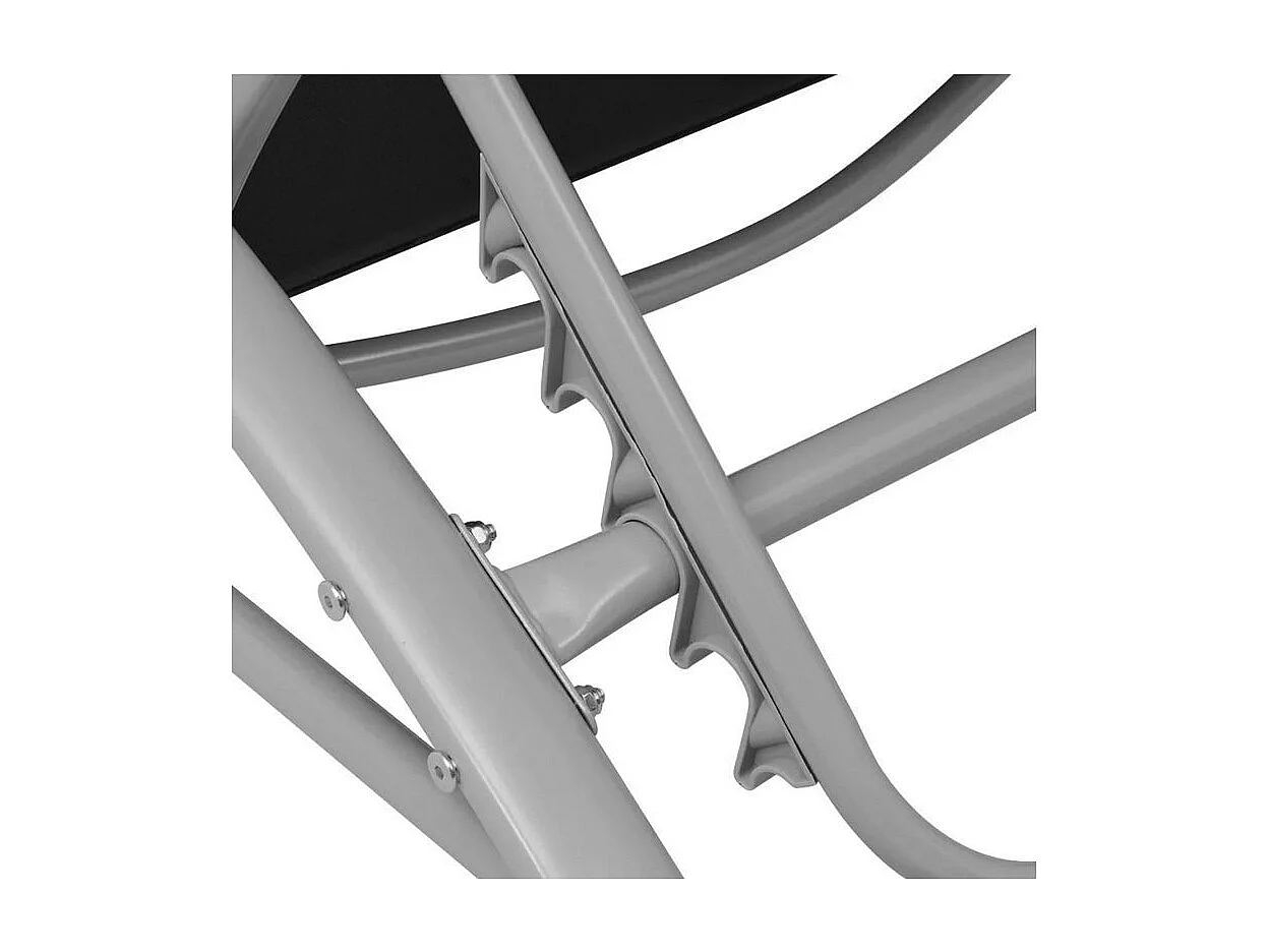 Set de 2 chaises longues textilène noir et 1 table Derino