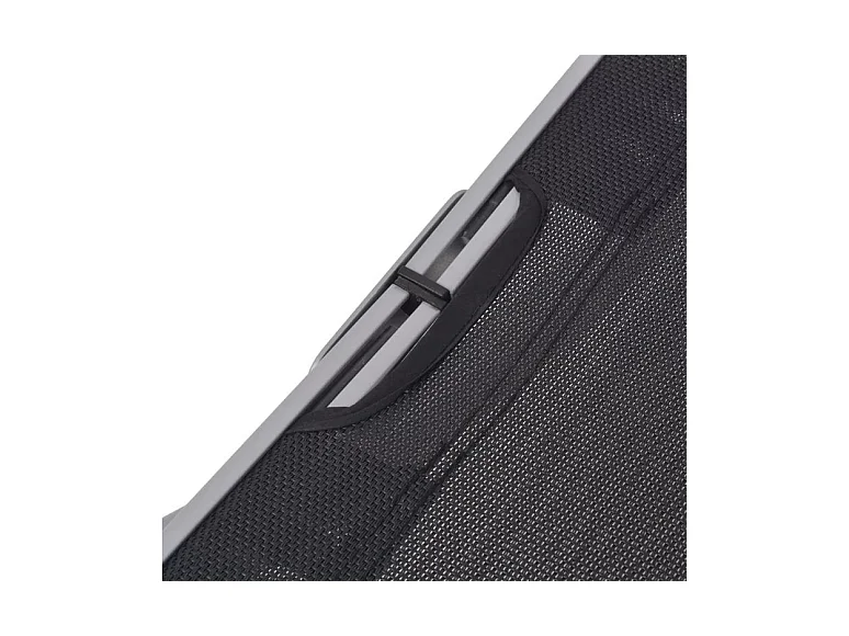 Chaise longue textilène noir et métal gris Derino - Lot de 2