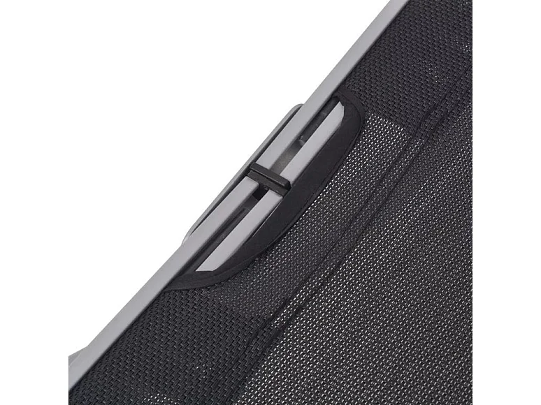 Chaise longue textilène noir et métal gris Derino - Lot de 2