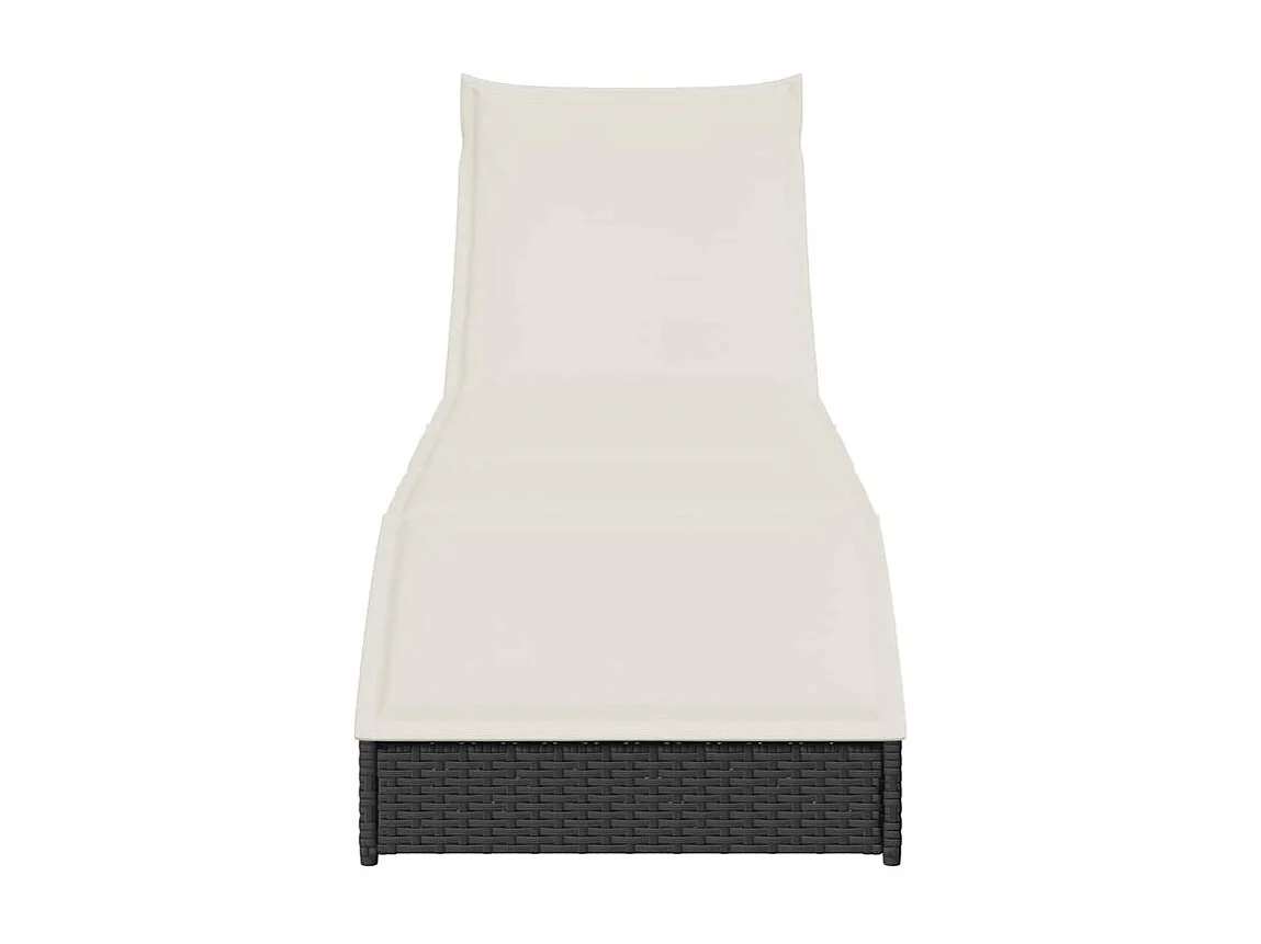 Chaise longue pliante coussin et rangement noir résine tressée