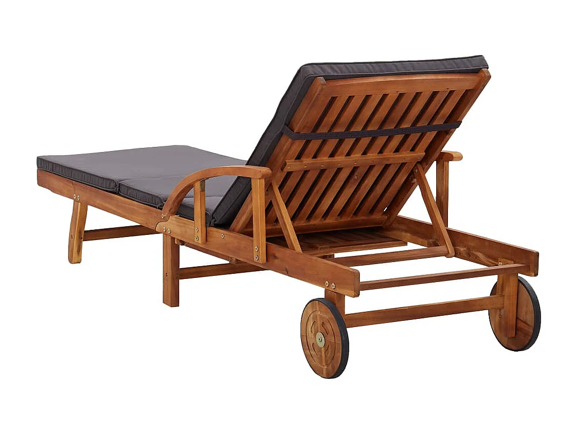 Chaise longue avec coussin Bois d'acacia solide