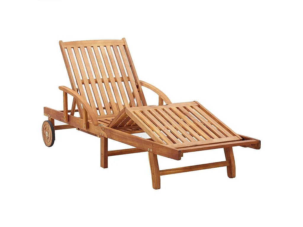 Chaise longue avec coussin Bois d'acacia solide