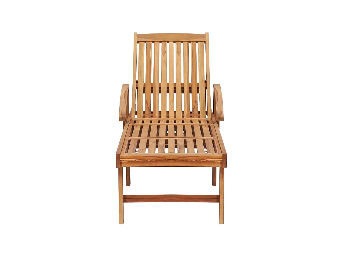 Chaises longues 2 pcs avec table Bois de teck solide