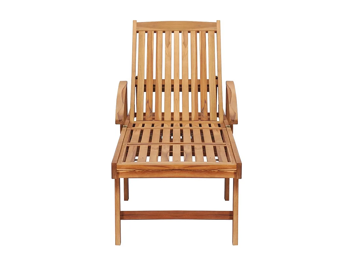 Chaises longues 2 pcs avec table Bois de teck solide