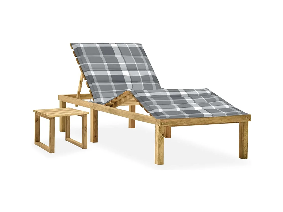 Chaise longue de jardin avec table et coussin Pin imprégné 20