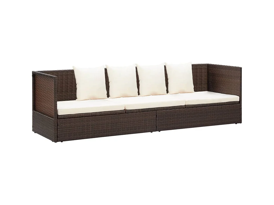 Canapé de jardin et coussin et oreillers Résine tressée Marron