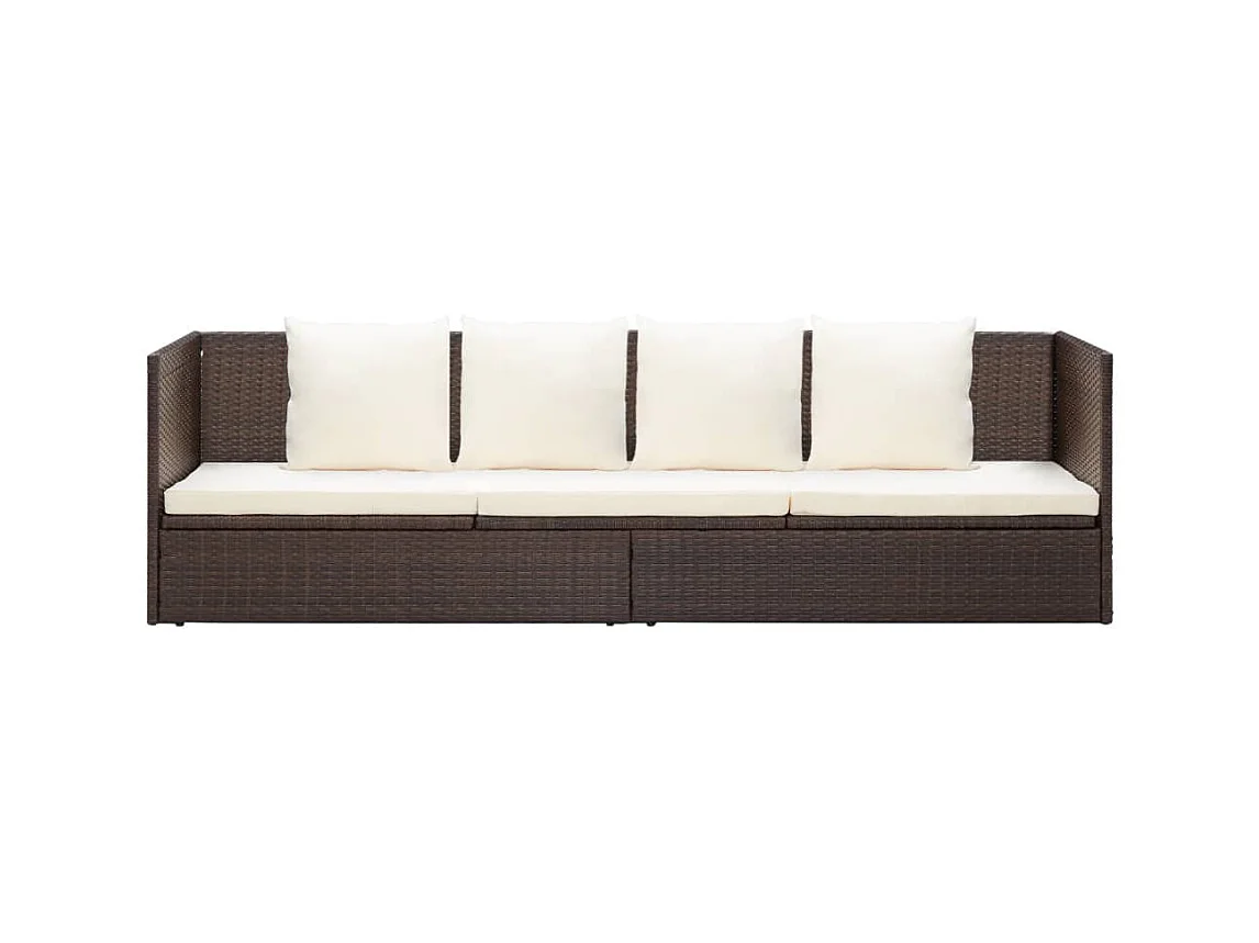 Canapé de jardin et coussin et oreillers Résine tressée Marron