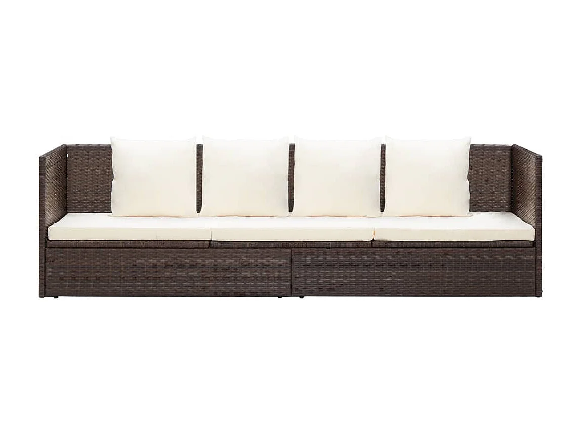 Canapé de jardin et coussin et oreillers Résine tressée Marron