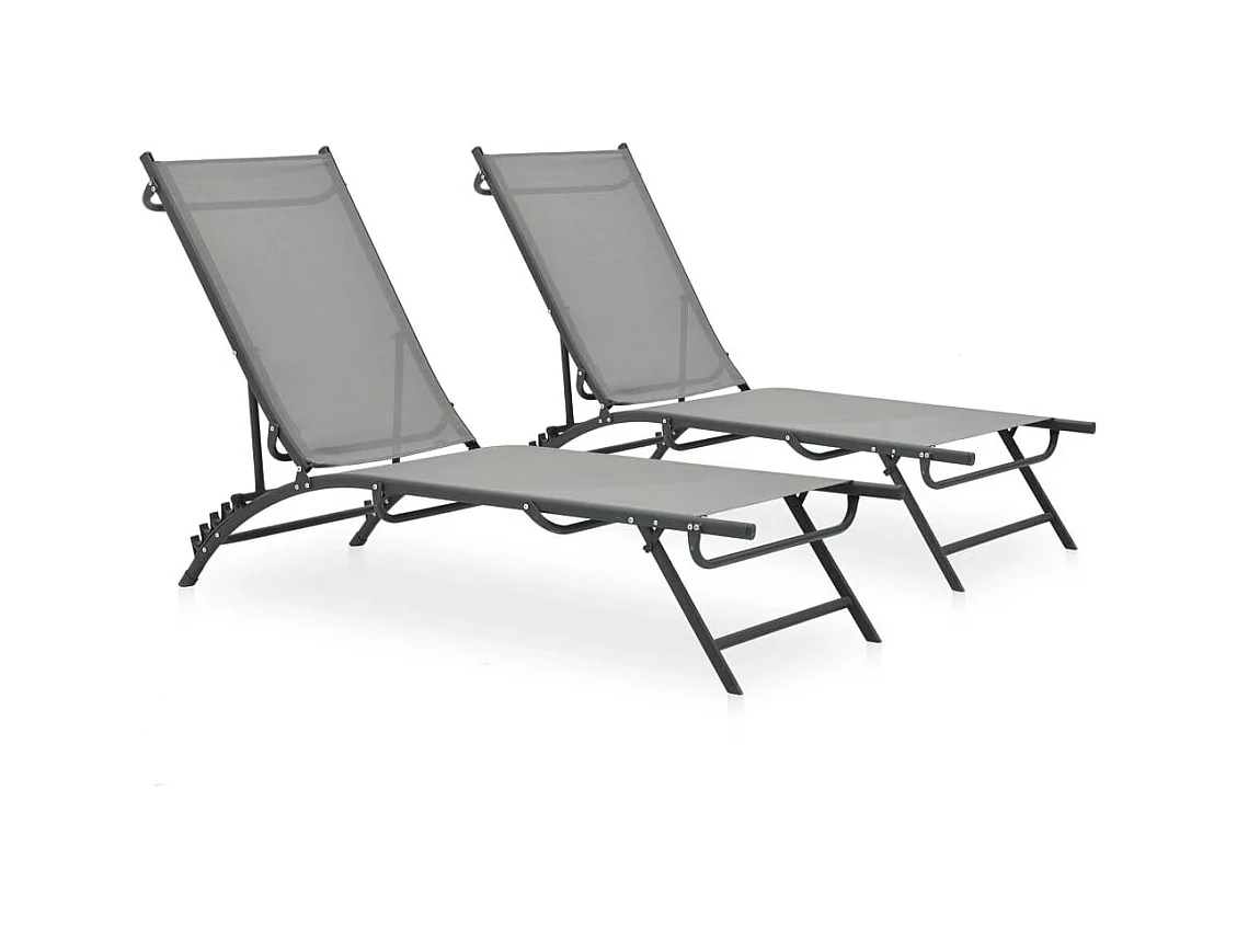 Chaises longues 2 pcs Textilène et acier