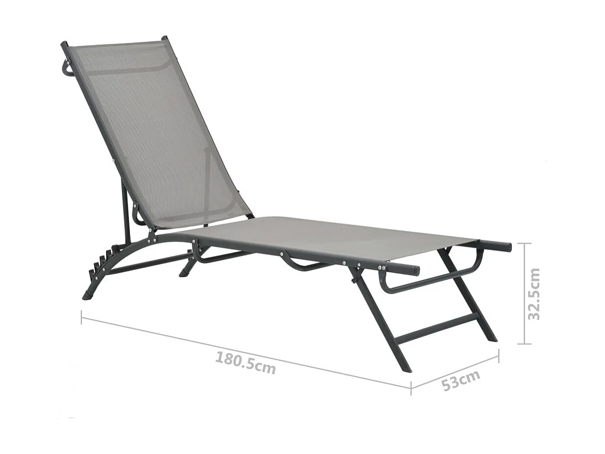 Chaises longues 2 pcs Textilène et acier