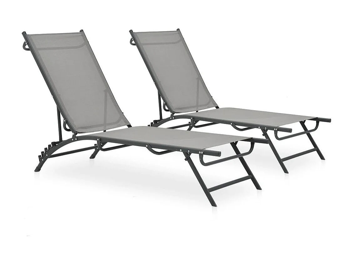 Chaises longues 2 pcs Textilène et acier
