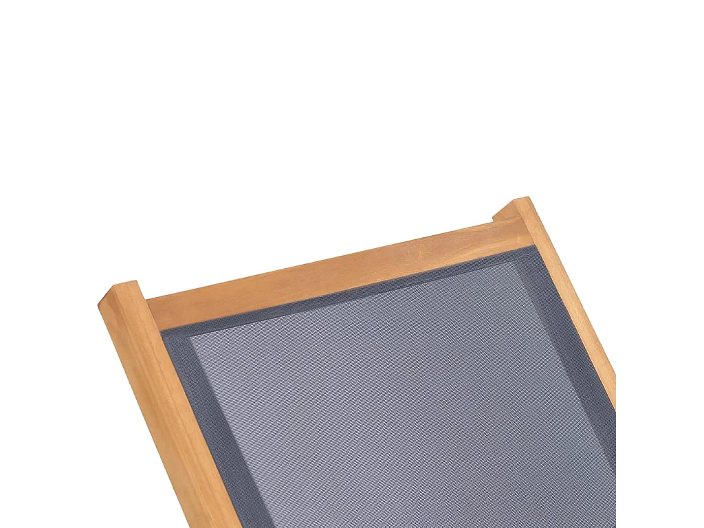 Chaise longue pliable avec roulettes Teck massif et textilène