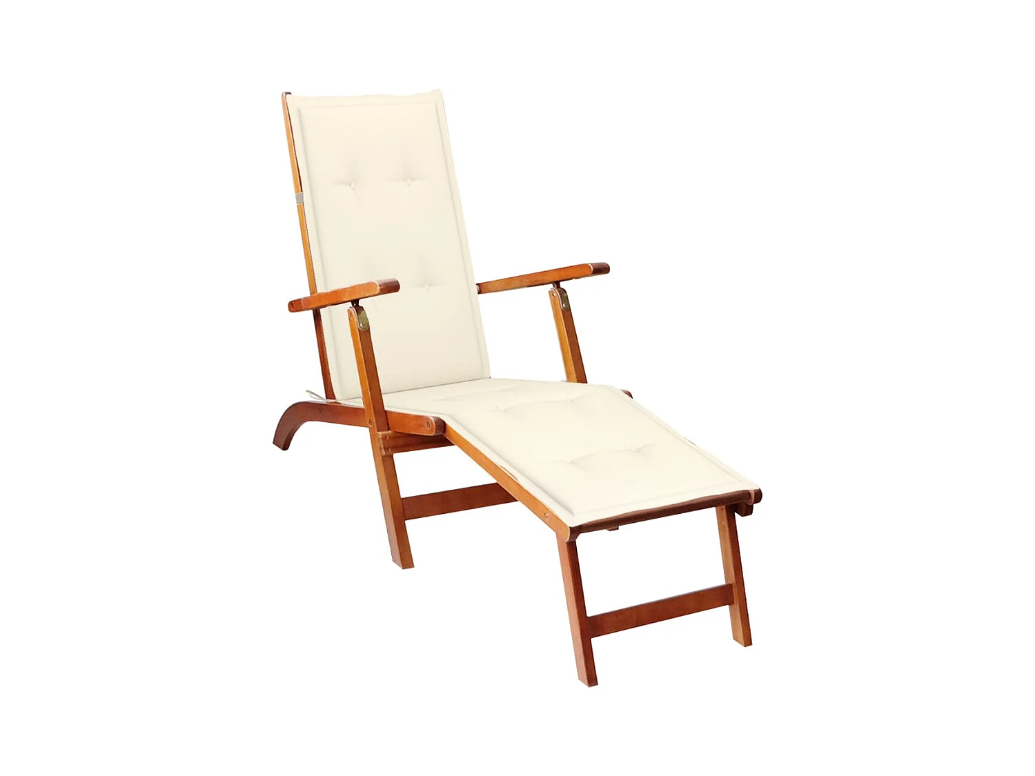Chaise de terrasse avec repose-pied et coussin Acacia solide 29