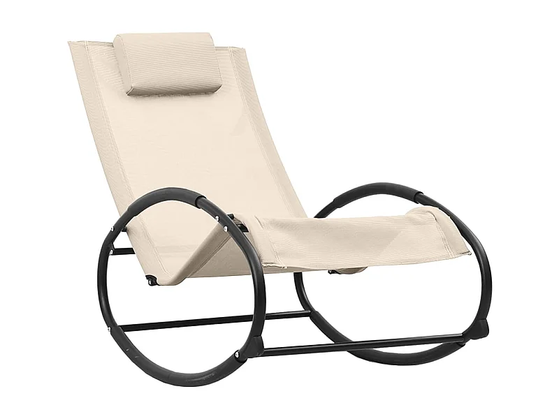 Chaise longue avec oreiller Acier et textilène Crème