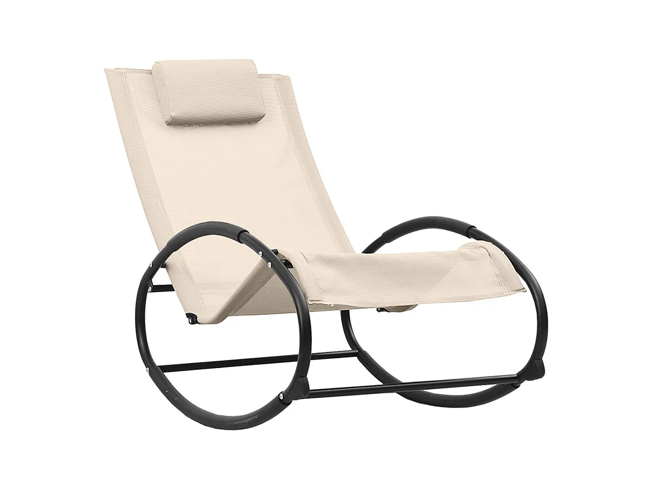 Chaise longue avec oreiller Acier et textilène Crème