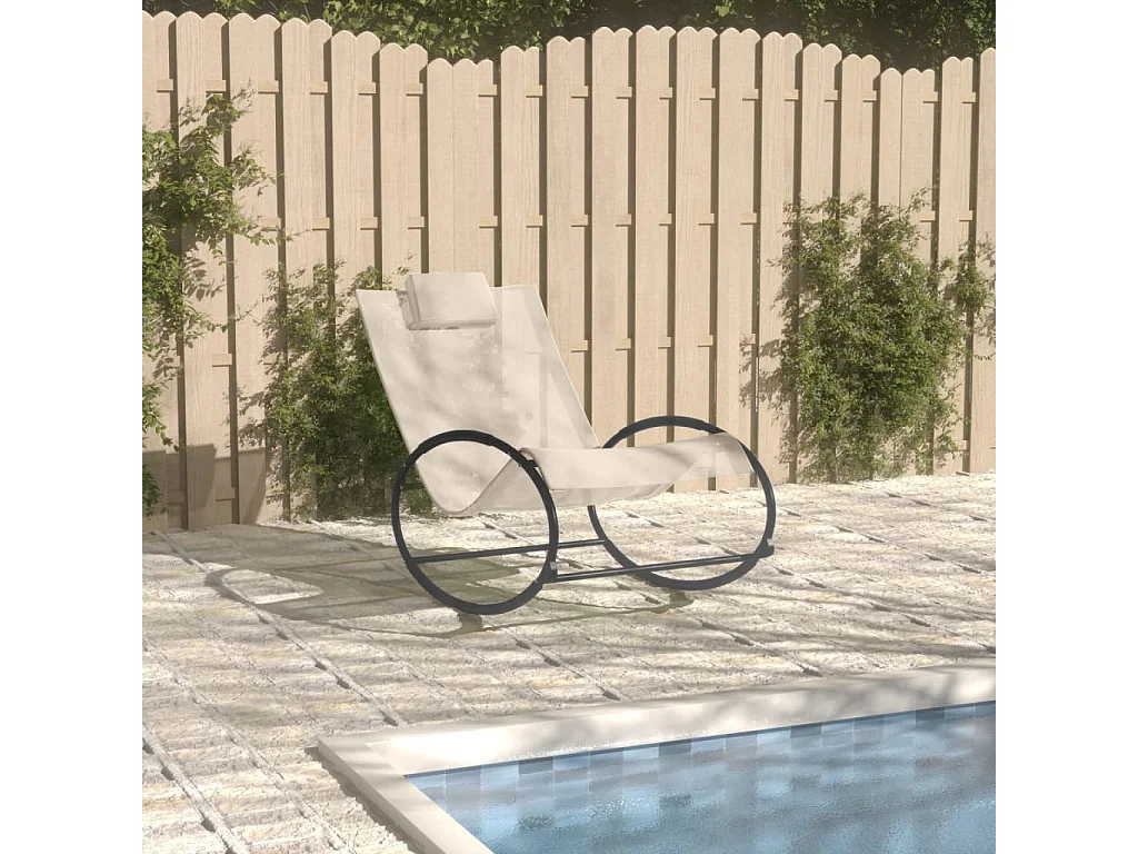Chaise longue avec oreiller Acier et textilène Crème