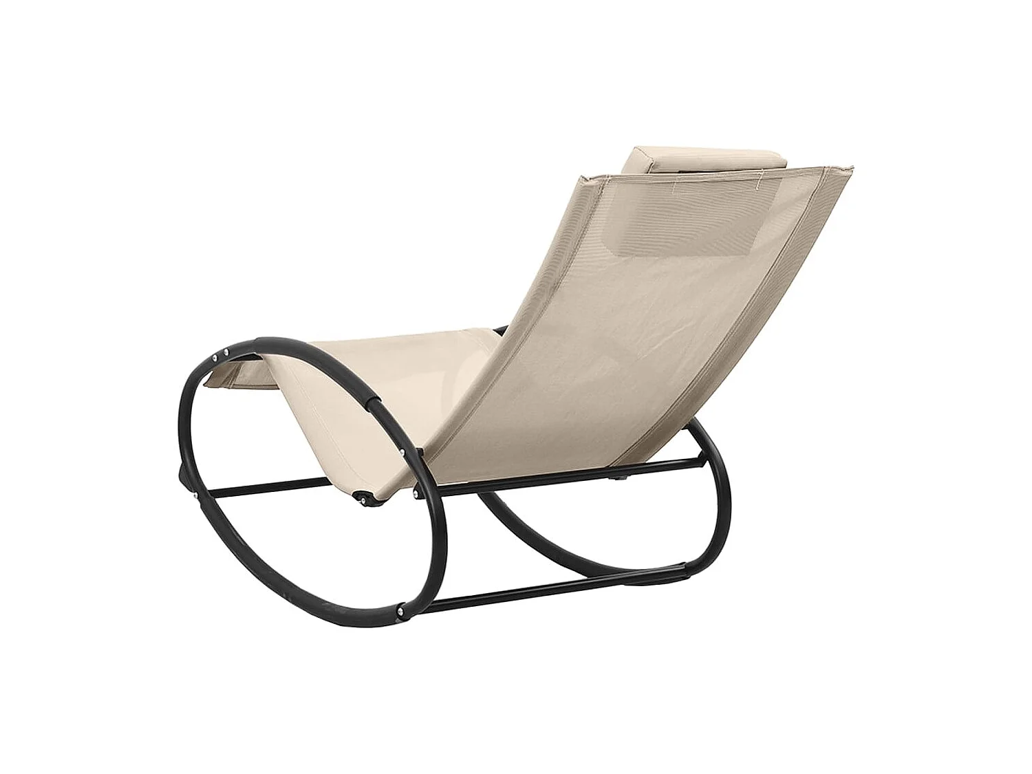 Chaise longue avec oreiller Acier et textilène Crème