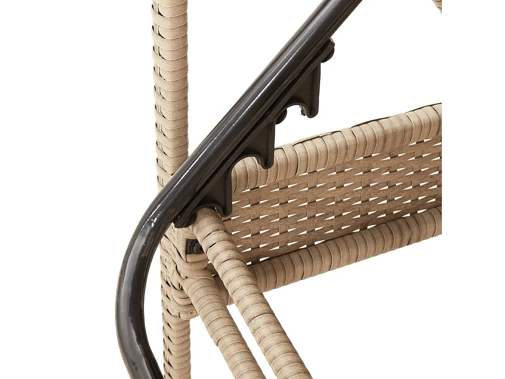 Chaise longue avec coussin beige 63x200x81 résine tressée