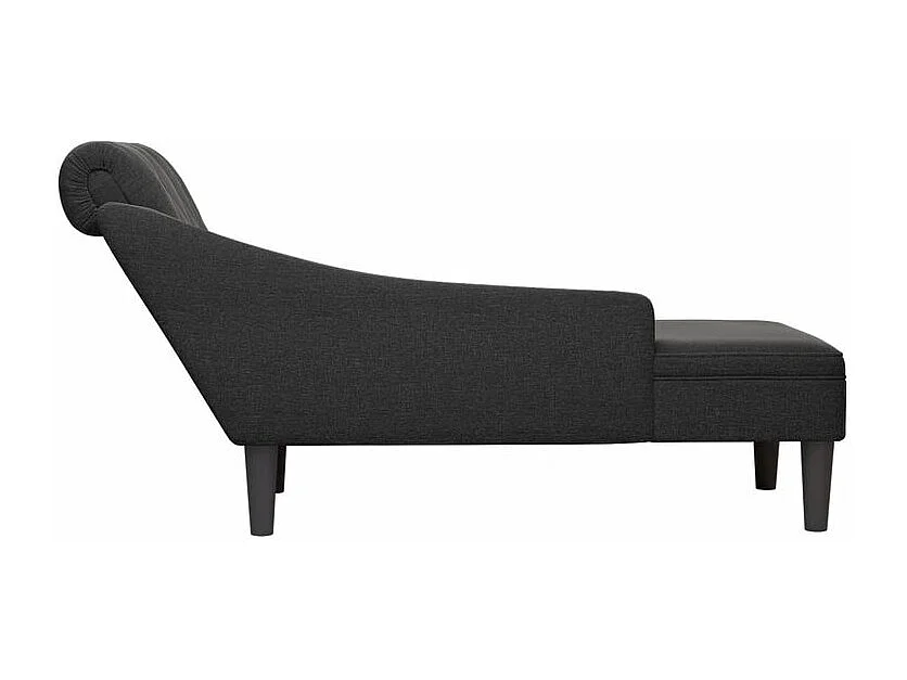 Fauteuil long avec coussin et accoudoir droit noir tissu