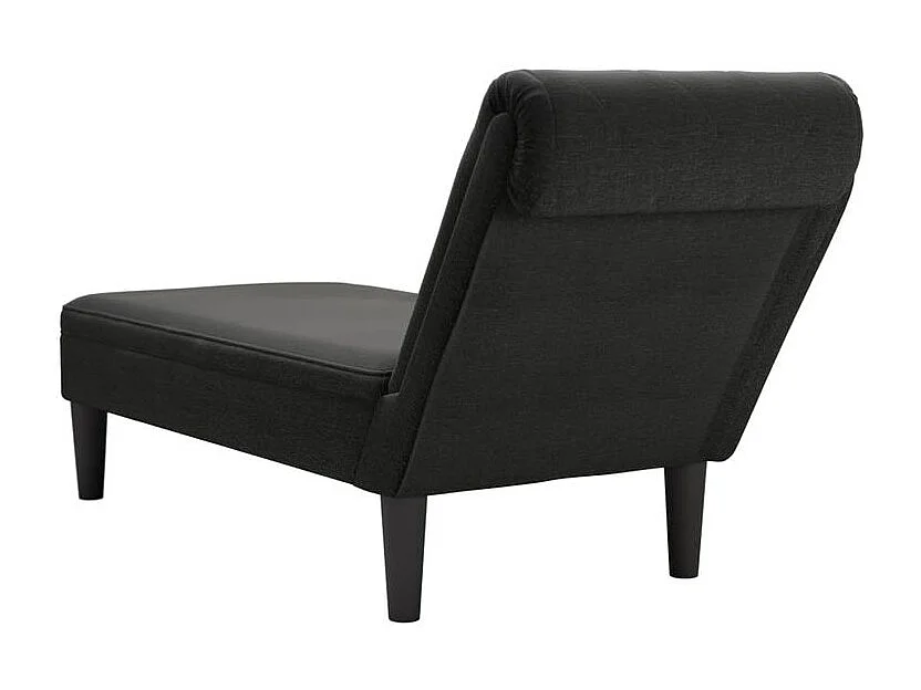 Fauteuil long avec coussin et accoudoir droit noir tissu