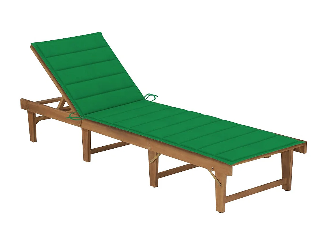 Chaise longue pliable avec coussin Bois d'acacia solide 9