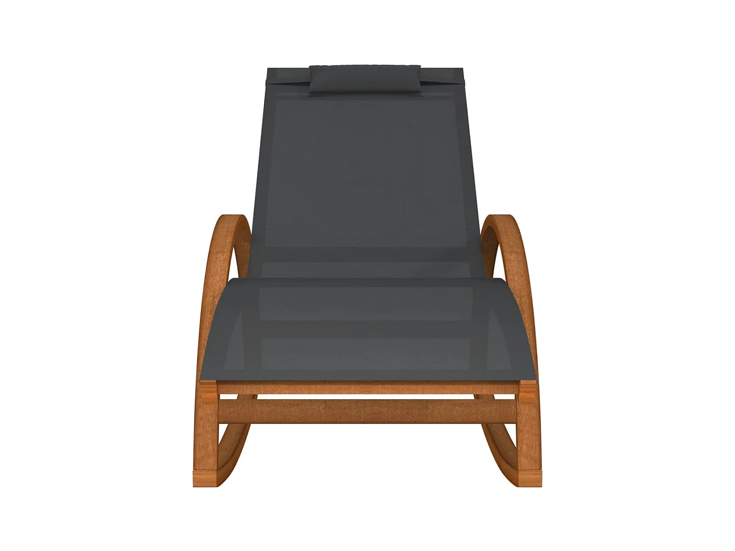 Chaise à bascule textilène gris et bois de peuplier massif