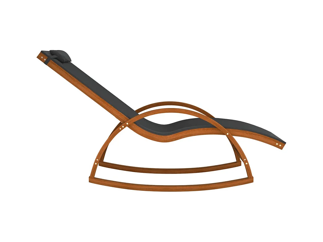 Chaise à bascule textilène gris et bois de peuplier massif