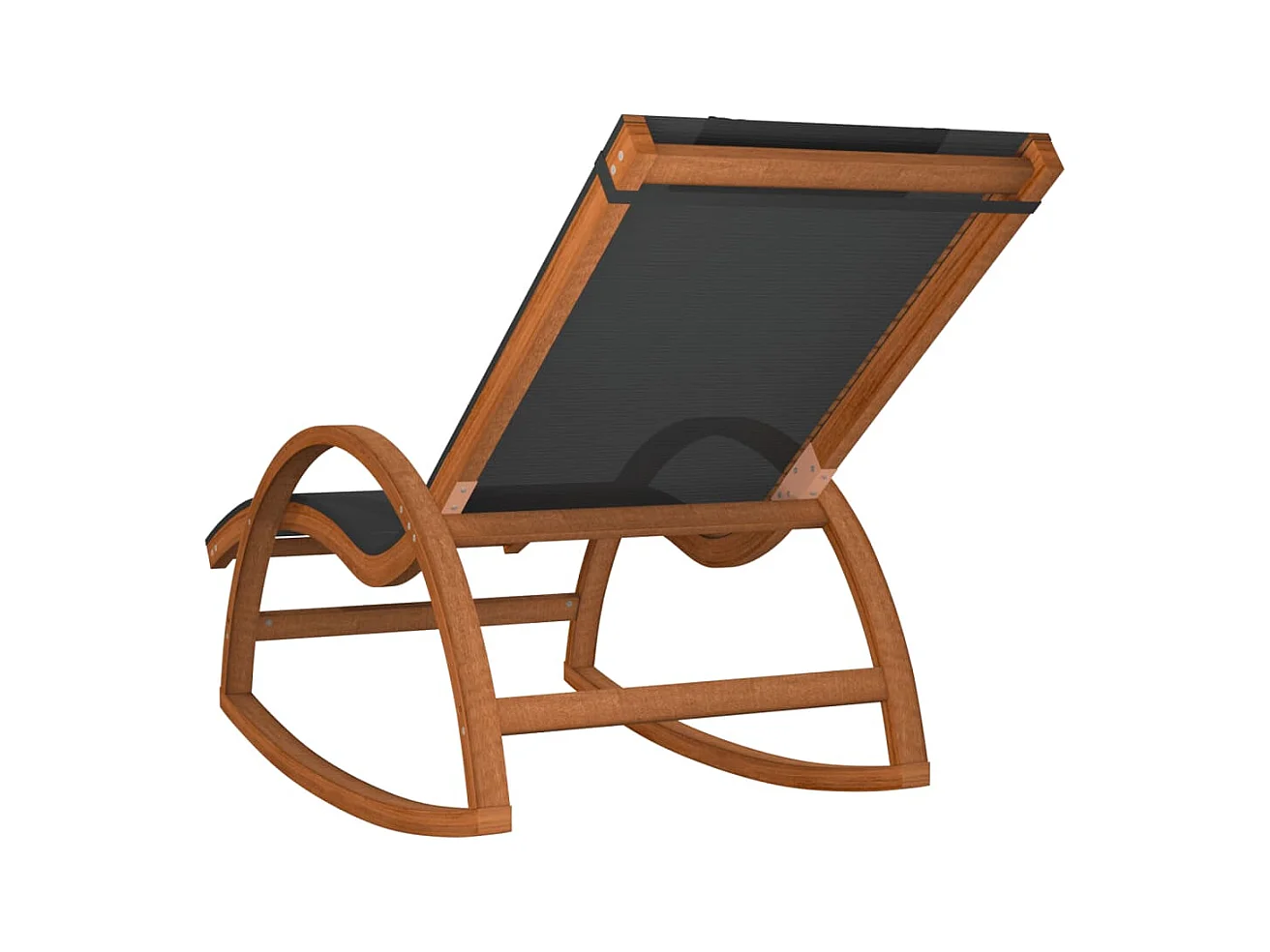 Chaise à bascule textilène gris et bois de peuplier massif