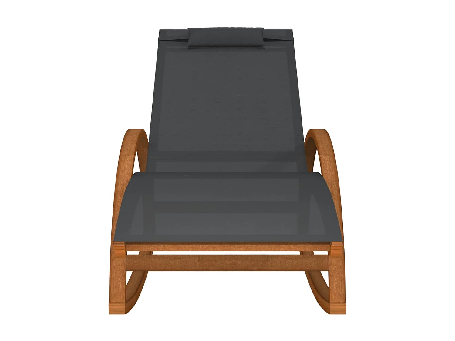 Chaise à bascule textilène gris et bois de peuplier massif