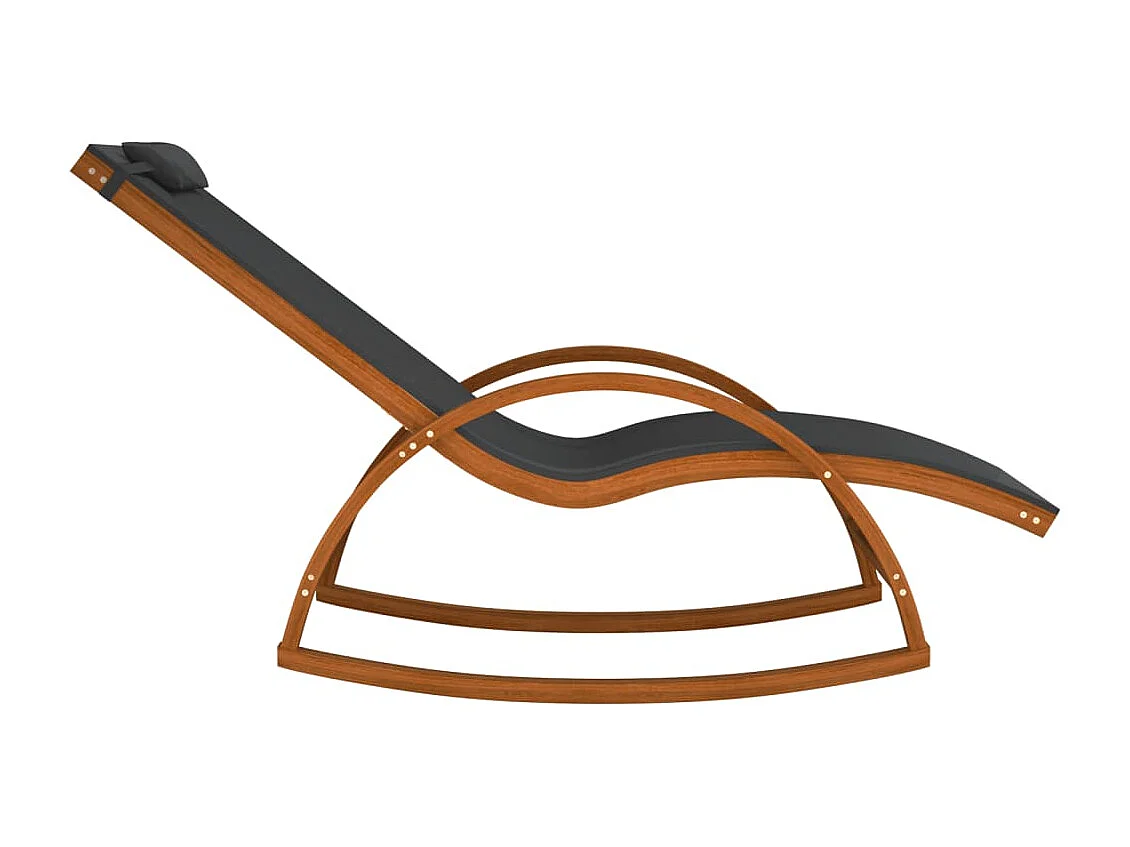 Chaise à bascule textilène gris et bois de peuplier massif