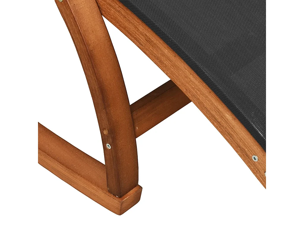 Chaise à bascule textilène gris et bois de peuplier massif