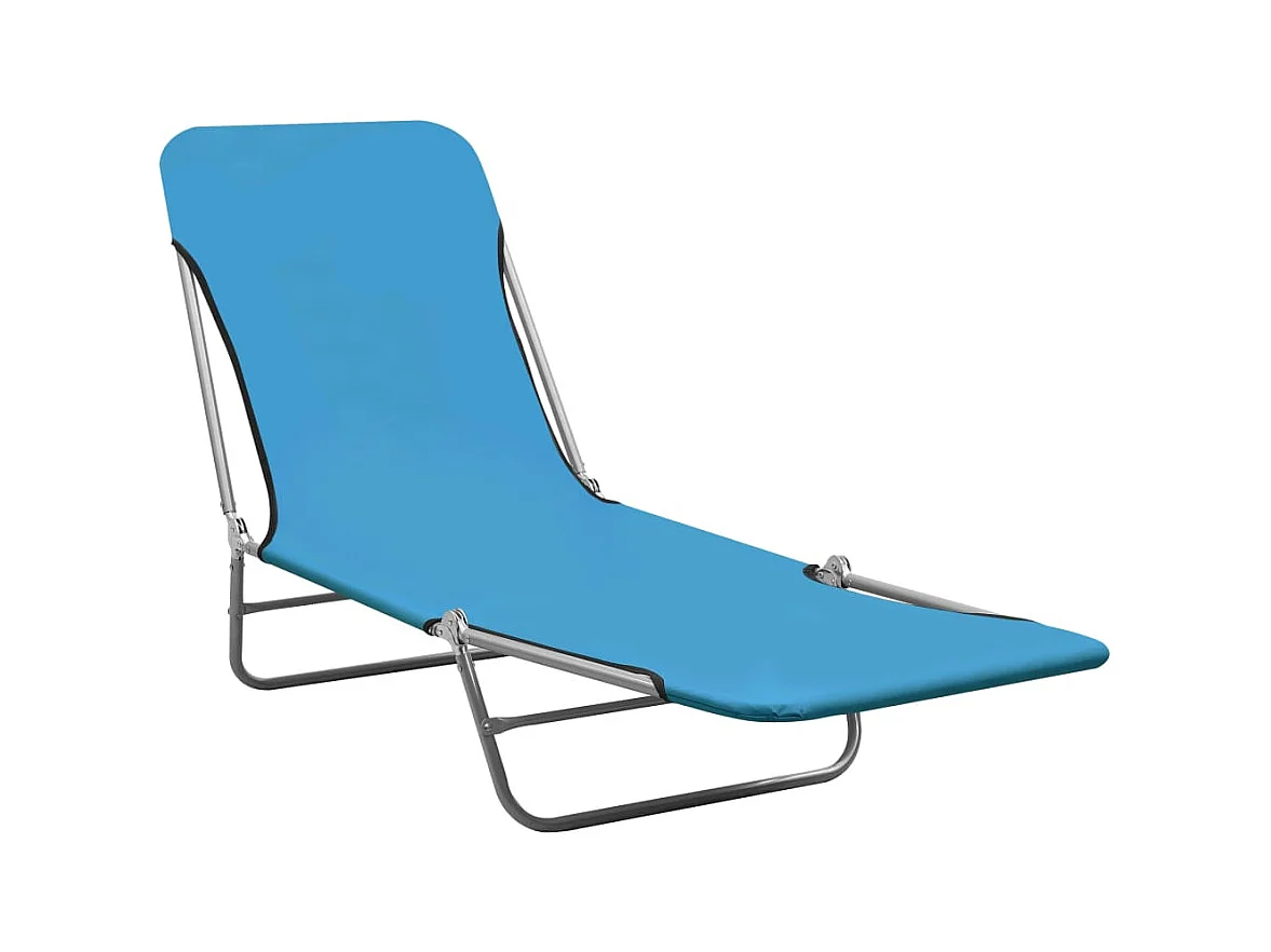 Chaises longues pliables 2 pcs Acier et tissu Bleu