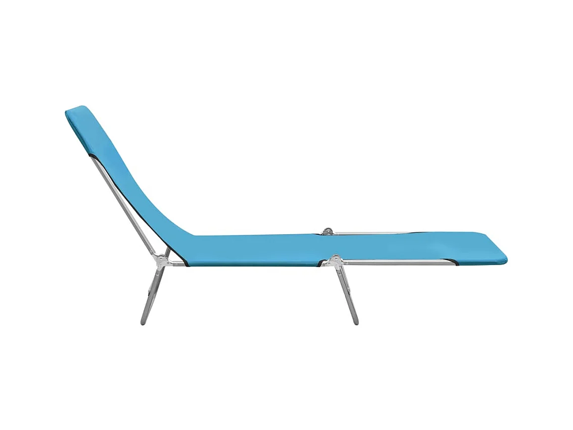 Chaises longues pliables 2 pcs Acier et tissu Bleu