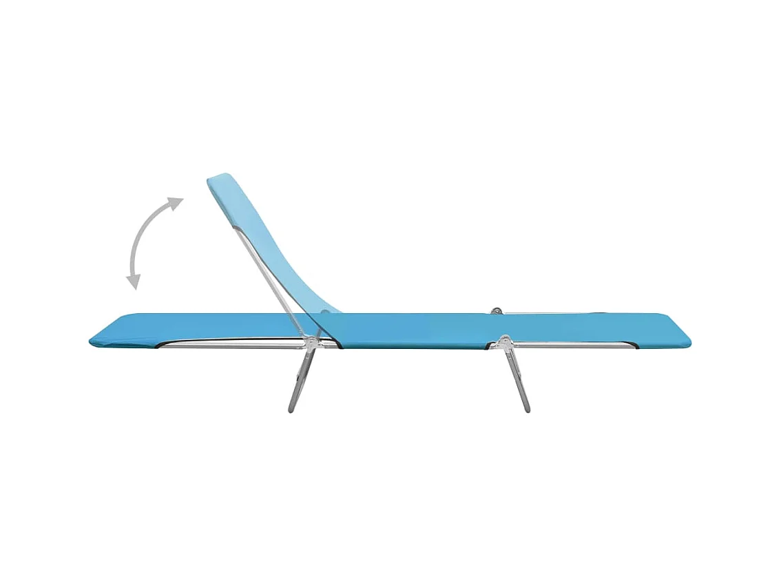 Chaises longues pliables 2 pcs Acier et tissu Bleu