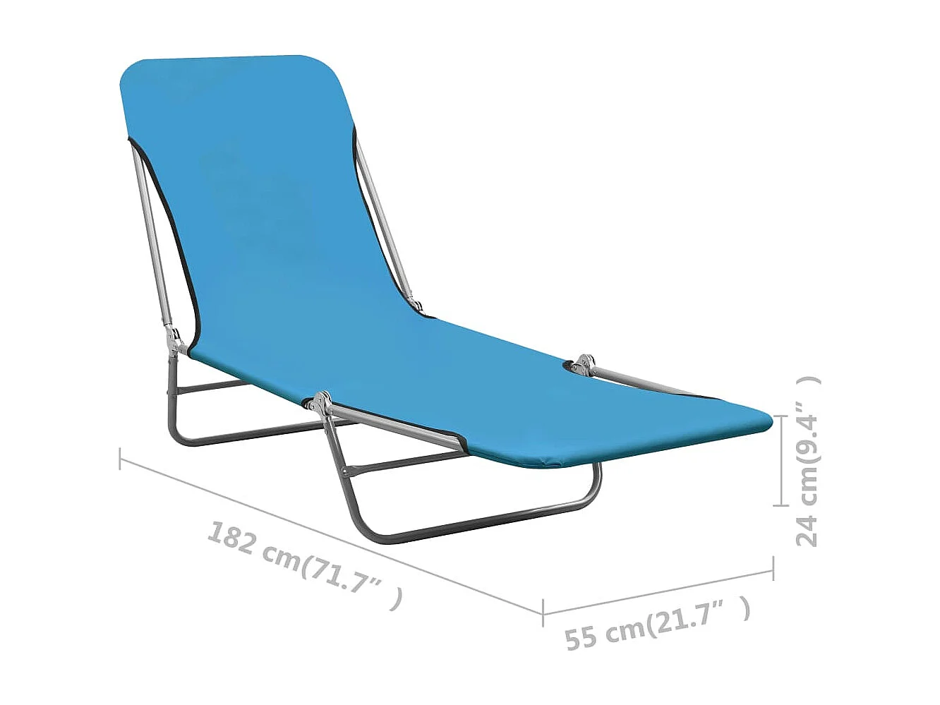 Chaises longues pliables 2 pcs Acier et tissu Bleu