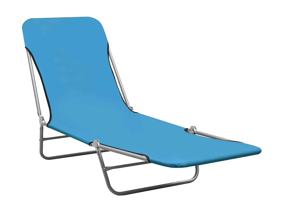 Chaises longues pliables 2 pcs Acier et tissu Bleu