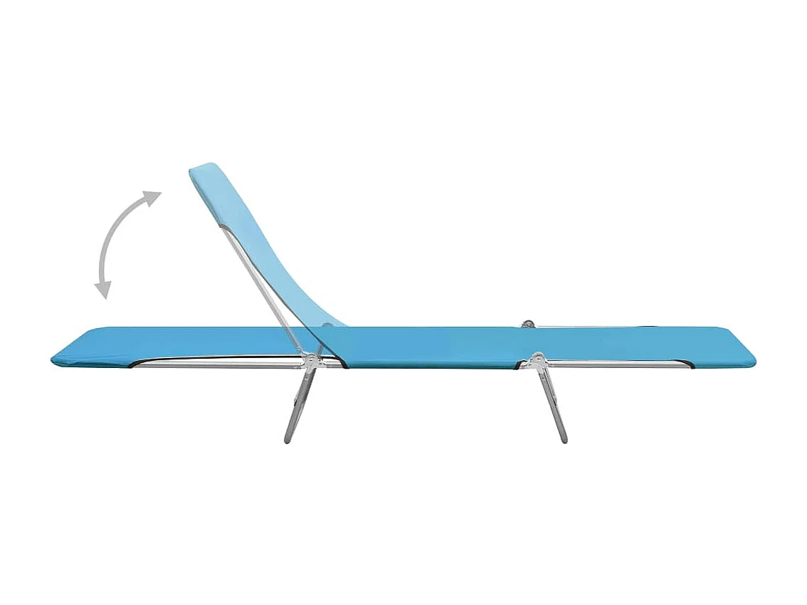 Chaises longues pliables 2 pcs Acier et tissu Bleu