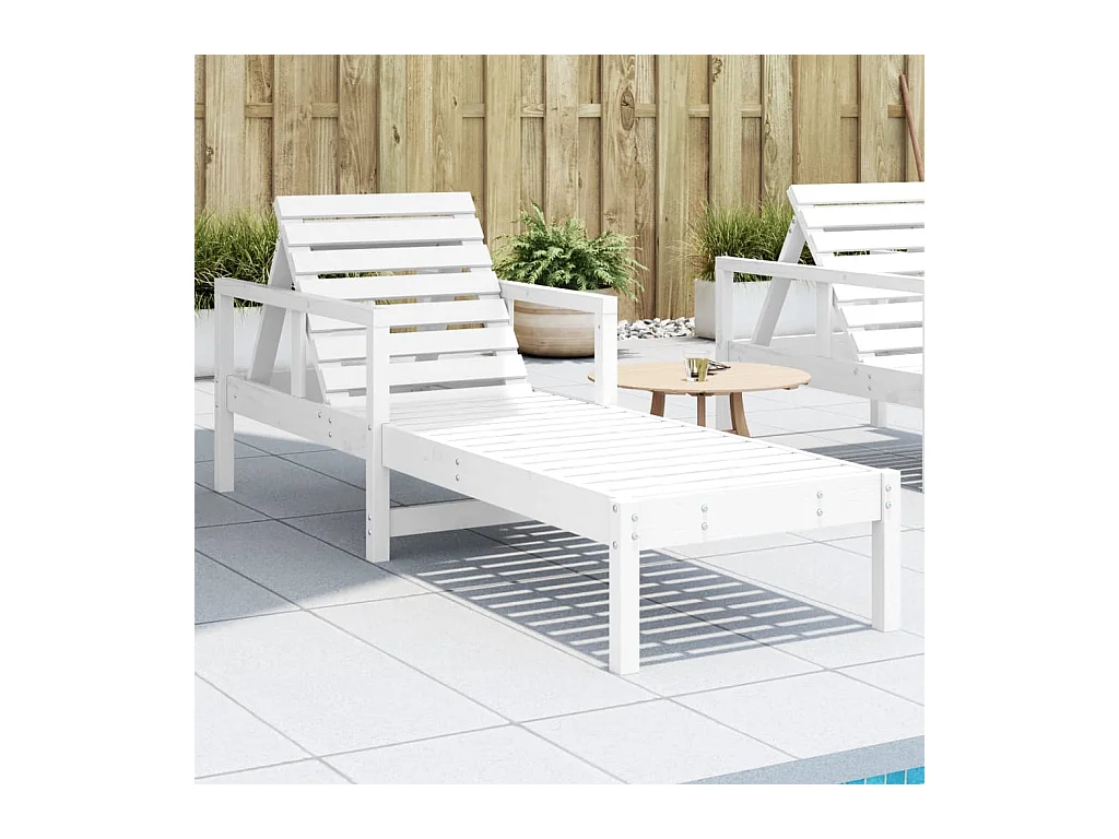 Chaise longue blanc 199,5x62x55 bois massif de pin
