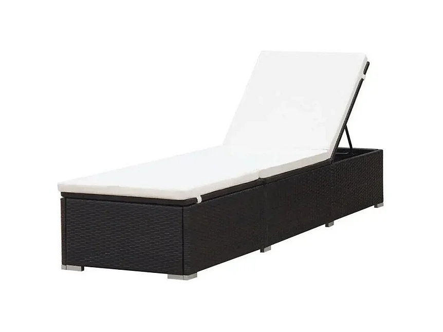 Chaise longue polyester blanc et résine marron Imia