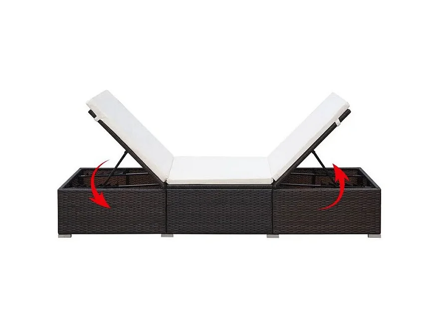 Chaise longue polyester blanc et résine marron Imia