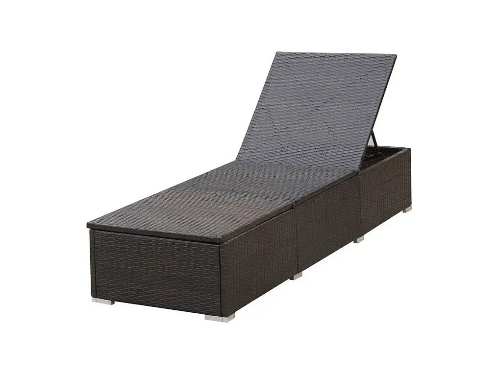 Chaise longue polyester blanc et résine marron Imia