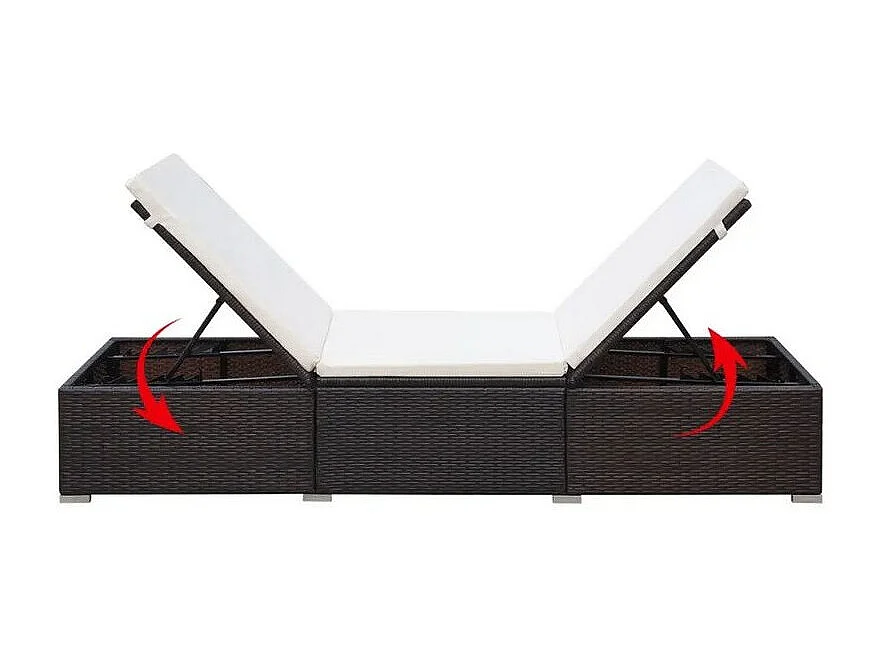 Chaise longue polyester blanc et résine marron Imia