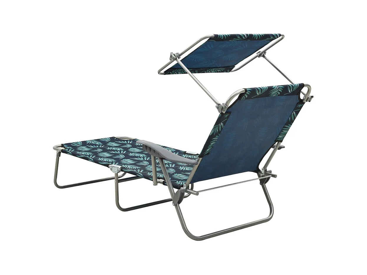 Chaise longue avec auvent Acier Motif de feuilles