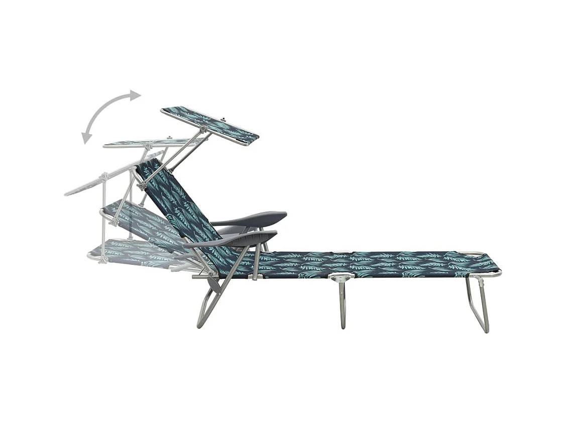 Chaise longue avec auvent Acier Motif de feuilles