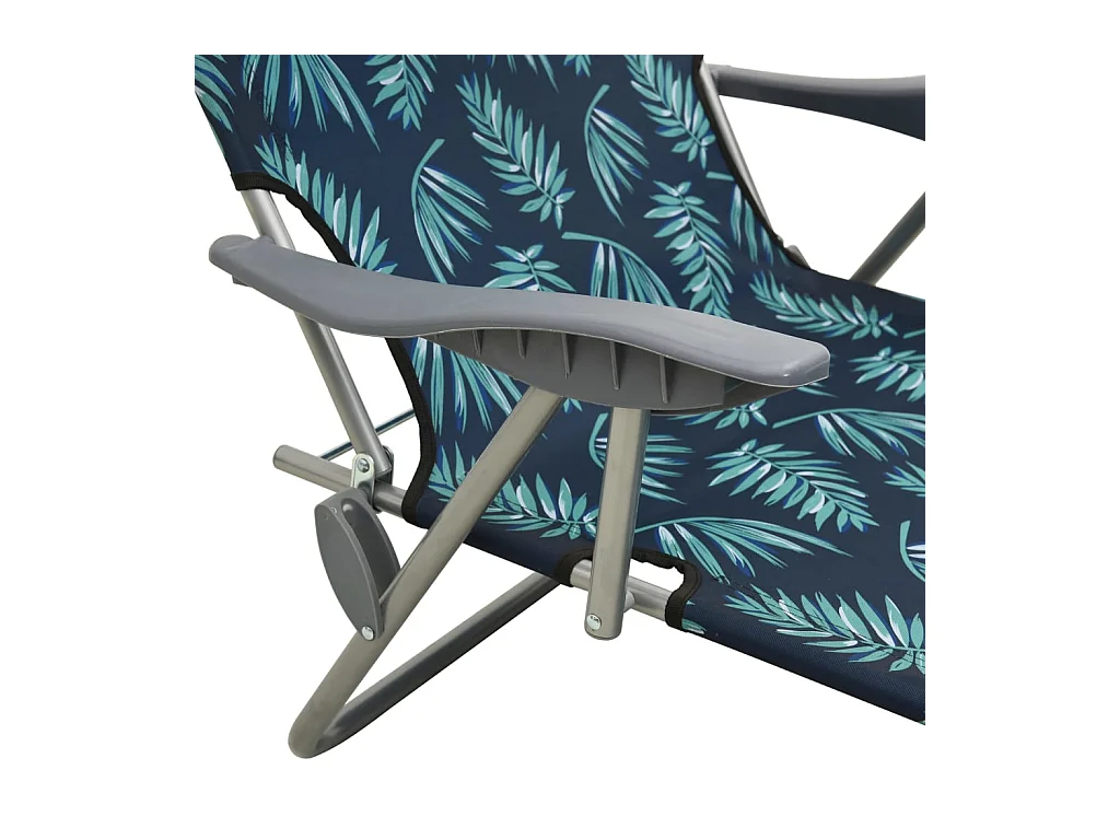 Chaise longue avec auvent Acier Motif de feuilles