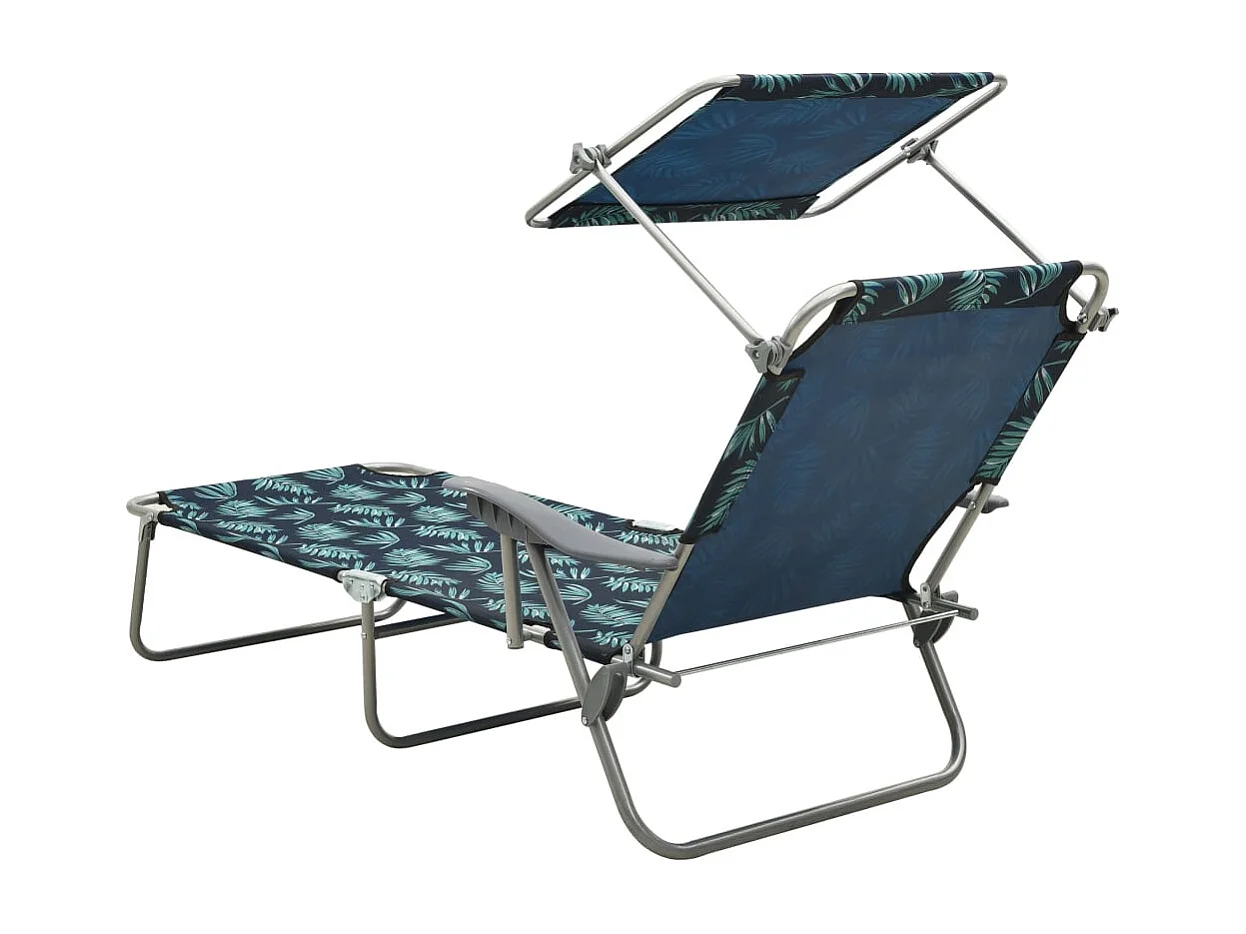 Chaise longue avec auvent Acier Motif de feuilles