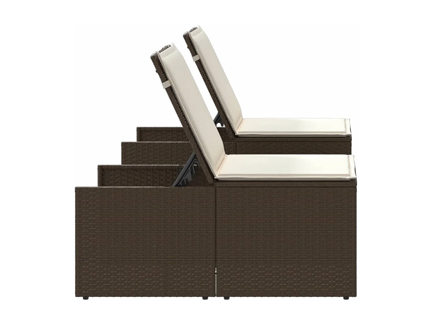 Chaises longues lot de 2 avec table marron résine tressée